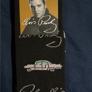 Elvis Presley Black Socks with Pink Car Design